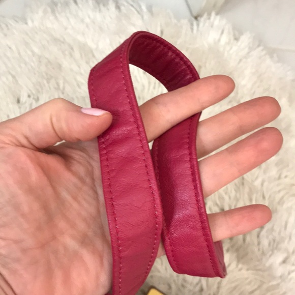 NWT leather designer Contessa tote bag fuschia NEW real leather unused Vintage - Picture 7 of 8